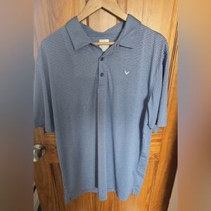 Callaway Opti-Dri Men’s XL Gray Striped Golf Polo Shirt Short Sleeve
